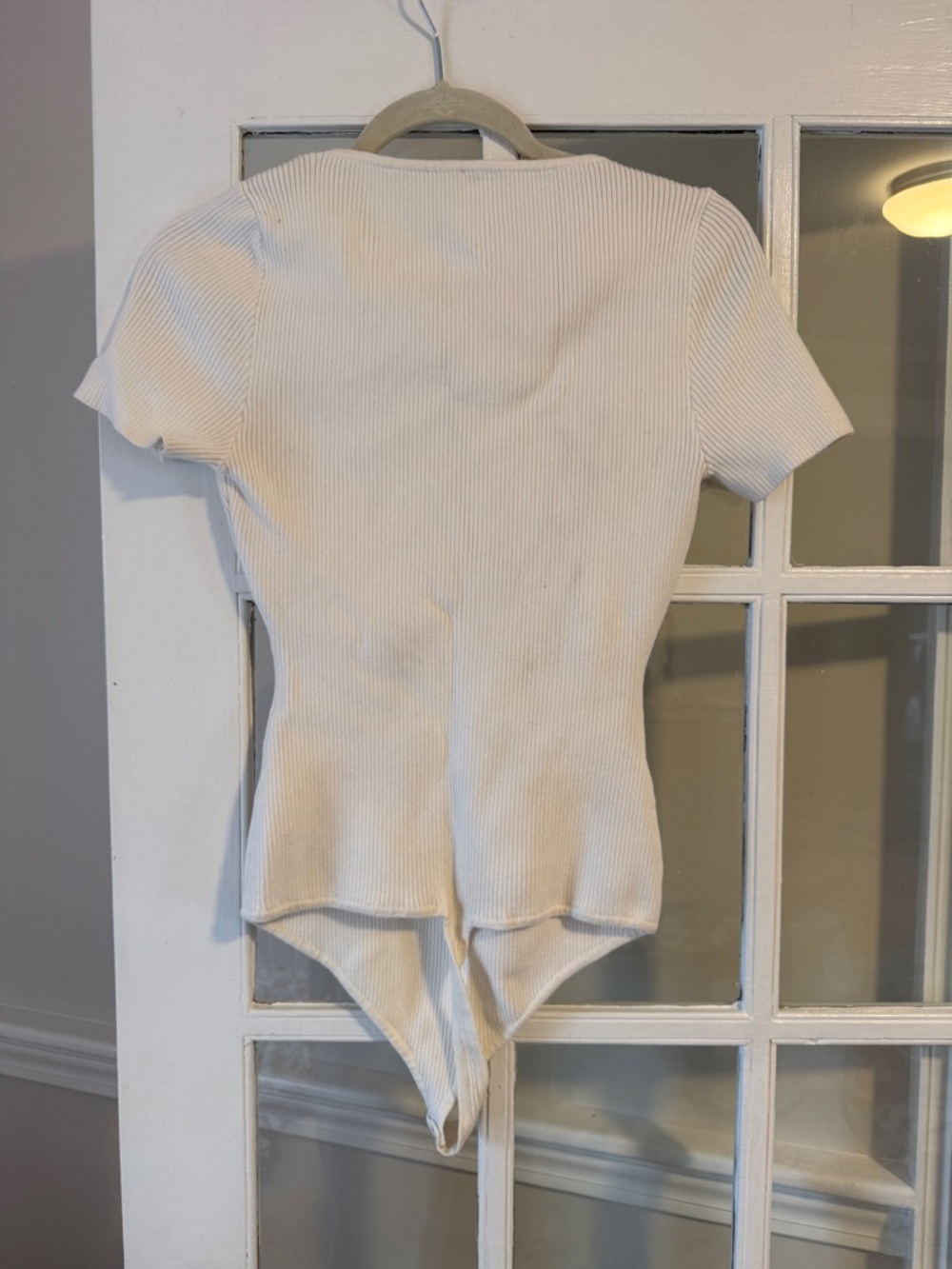 Abercrombie & Fitch White Ribbed Knit Sweetheart Neckline Bodysuit - Picture 5 of 5